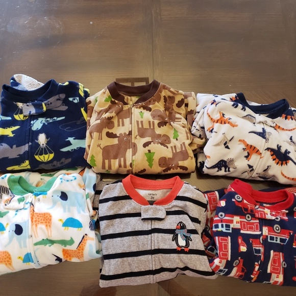 Carter's Other - Carters fleece one piece pajama lot 3t footies
